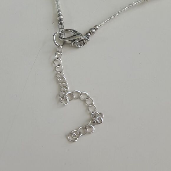 Handcrafted Silver and Red Peace Symbol Necklace - Picture 4 of 4